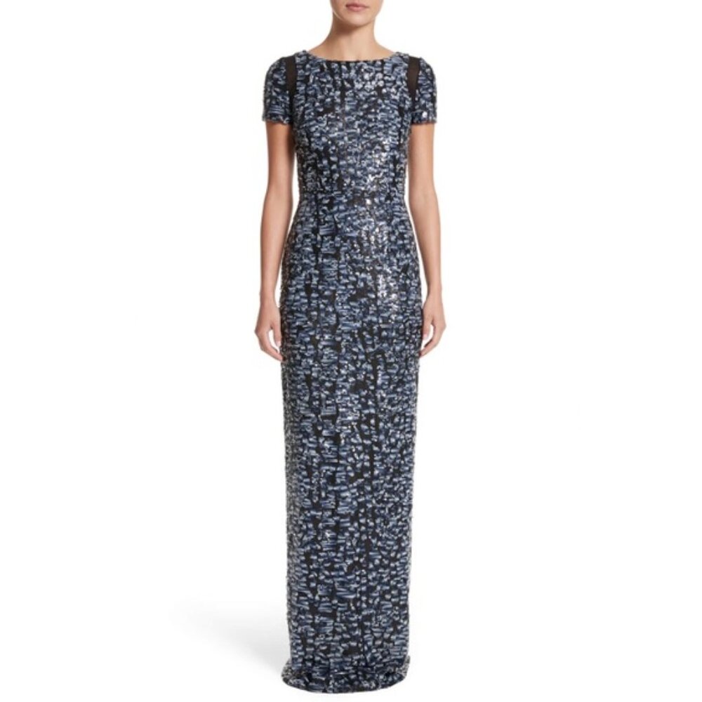 Carmen Marc Valvo Couture Camo Ombré Sequin Gown